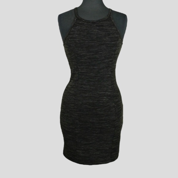 Garage Black Grey Marled Racerback Bodycon Mini Dress Women's Small - Picture 1 of 9